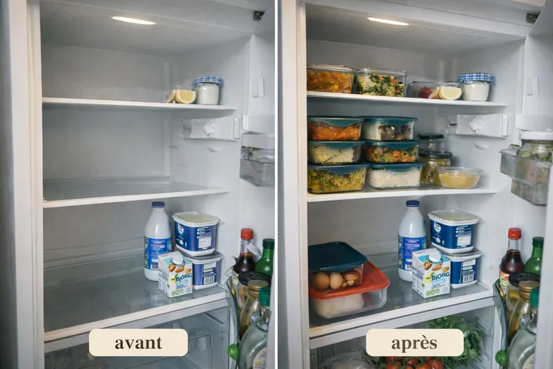 Frigo avant et après le batch cooking
